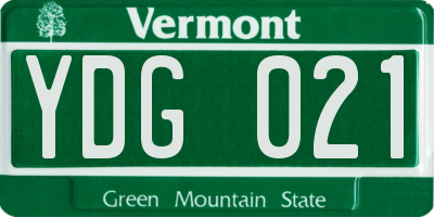 VT license plate YDG021