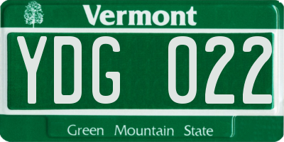VT license plate YDG022