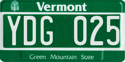 VT license plate YDG025