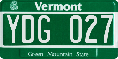 VT license plate YDG027