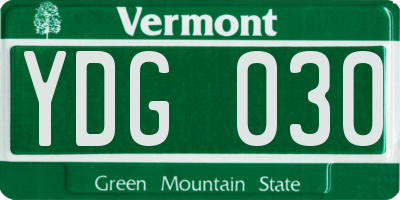 VT license plate YDG030
