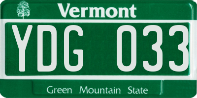VT license plate YDG033