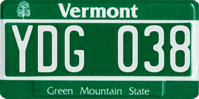 VT license plate YDG038