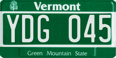 VT license plate YDG045