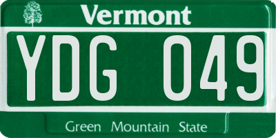 VT license plate YDG049
