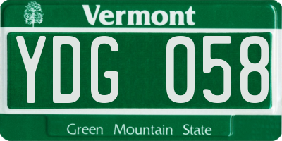 VT license plate YDG058