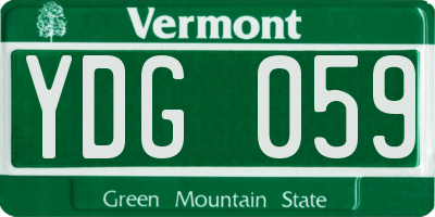 VT license plate YDG059