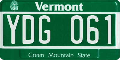 VT license plate YDG061