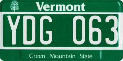 VT license plate YDG063