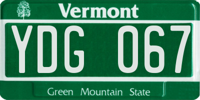 VT license plate YDG067