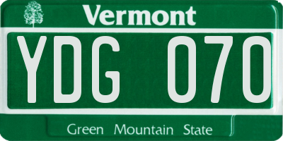 VT license plate YDG070