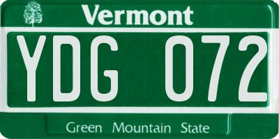 VT license plate YDG072