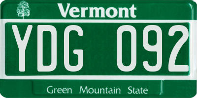 VT license plate YDG092