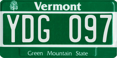 VT license plate YDG097