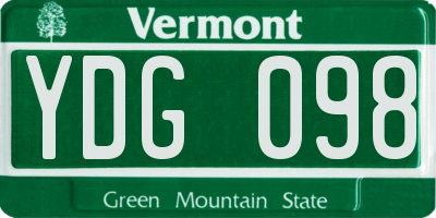VT license plate YDG098