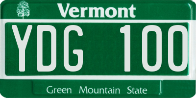 VT license plate YDG100