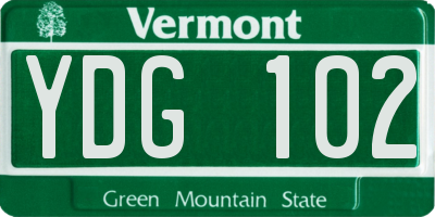 VT license plate YDG102