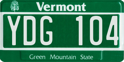 VT license plate YDG104