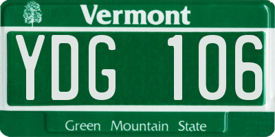 VT license plate YDG106