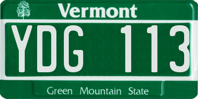 VT license plate YDG113