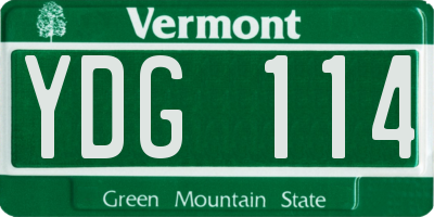 VT license plate YDG114