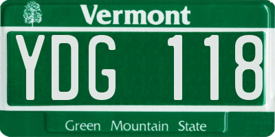 VT license plate YDG118