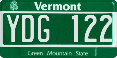VT license plate YDG122