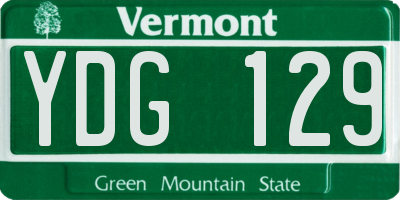 VT license plate YDG129