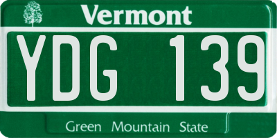 VT license plate YDG139
