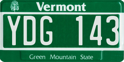VT license plate YDG143