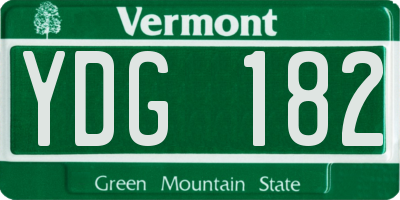 VT license plate YDG182