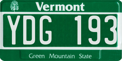 VT license plate YDG193