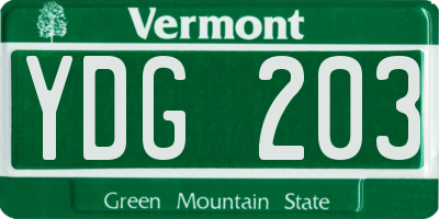 VT license plate YDG203