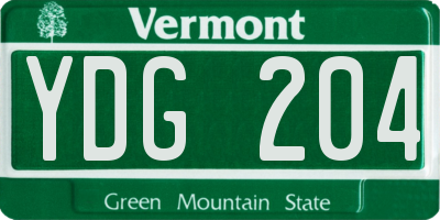 VT license plate YDG204