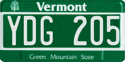 VT license plate YDG205