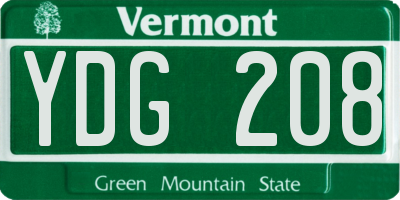 VT license plate YDG208
