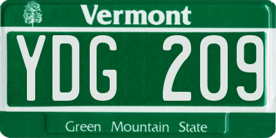 VT license plate YDG209