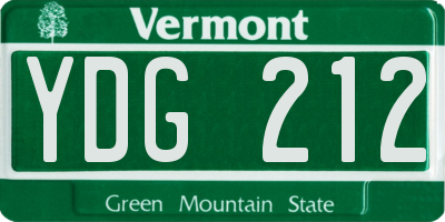 VT license plate YDG212