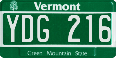 VT license plate YDG216