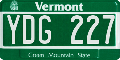 VT license plate YDG227