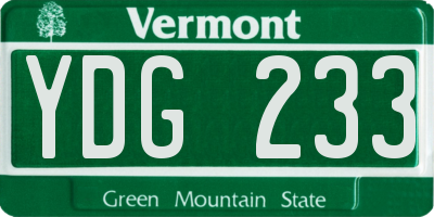 VT license plate YDG233