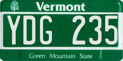 VT license plate YDG235