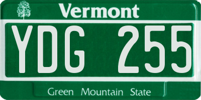 VT license plate YDG255
