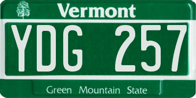 VT license plate YDG257