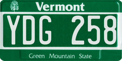 VT license plate YDG258