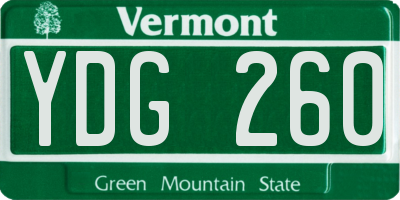 VT license plate YDG260