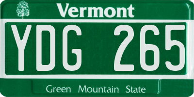 VT license plate YDG265