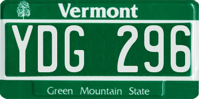 VT license plate YDG296