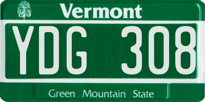 VT license plate YDG308