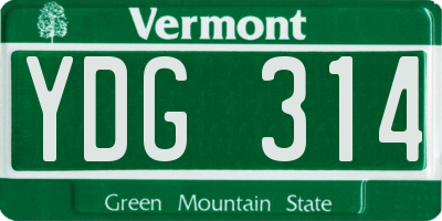 VT license plate YDG314
